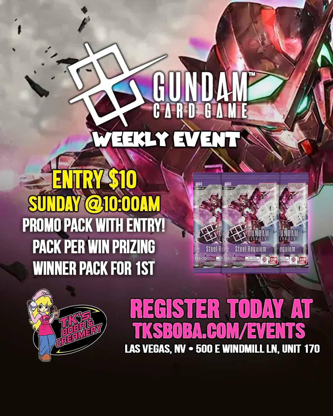 GUNDAM CARD GAME: Weekly Event (Hosted @TK's Boba & Creamery)